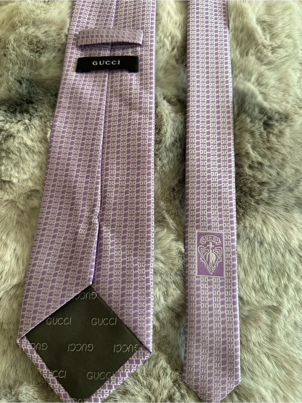 Gucci Lavender Lilac Patterned Silk Tie